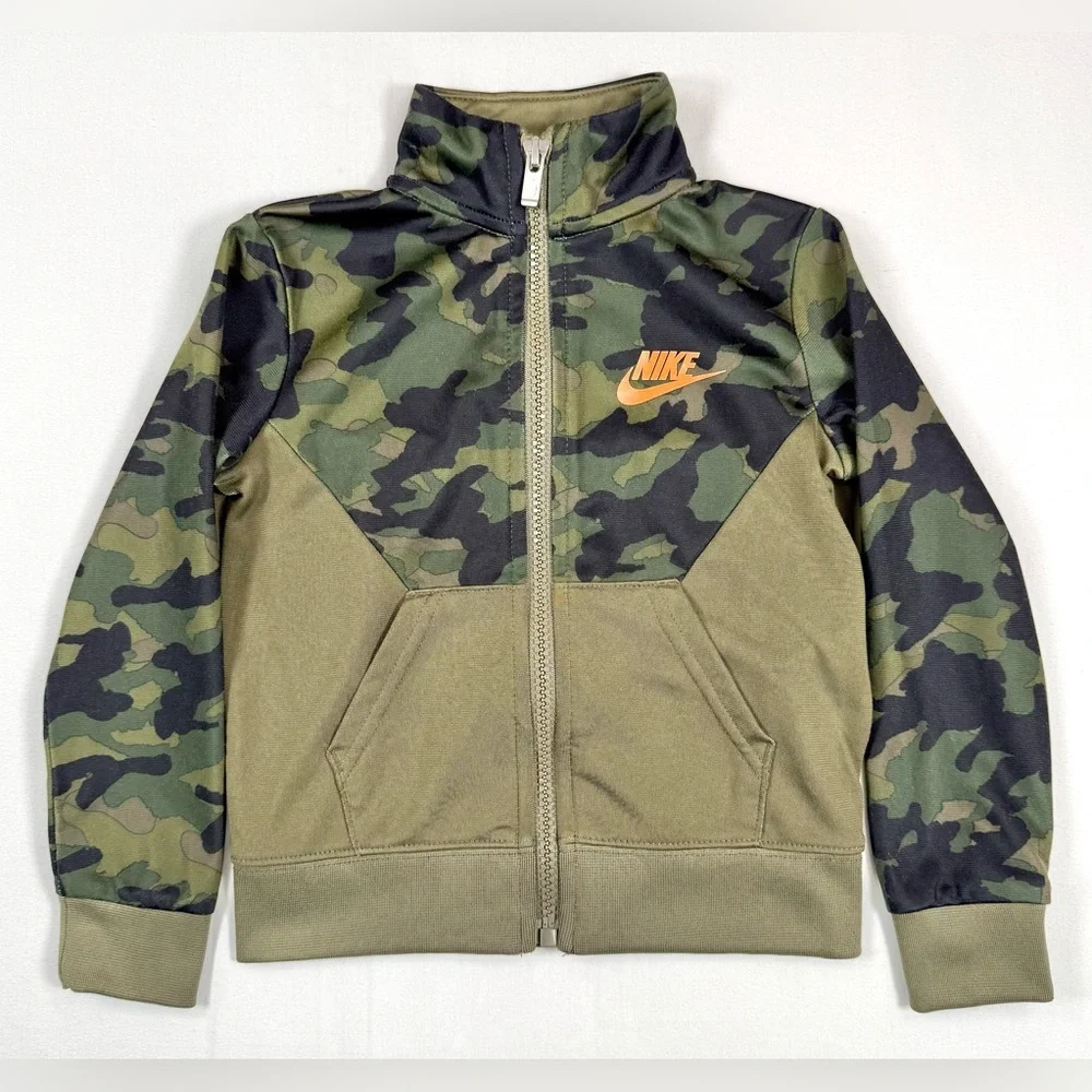 NIKE Toddler Boy Camo Full Zip Track Jacket 2T Logo Athletic Streetwear Swoosh
